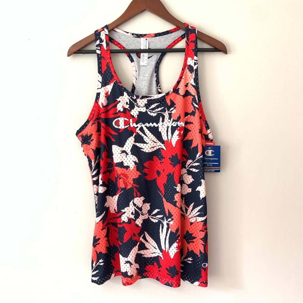 Champion Graphic Gard Reversible Mesh Jersey Floral Orange Navy NEW Size Large